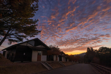 道の駅の朝焼け（熊本県山都町）