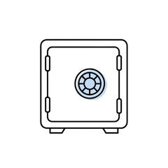 Safe with round lock in minimalist outline design  