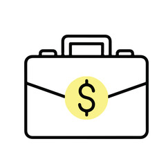 Business briefcase with dollar symbol in minimalist design  