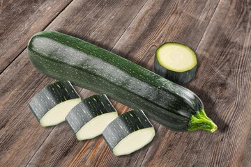 Ripe green fresh zucchini vegetable