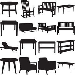 Fototapeta premium Set of furniture silhouettes various styles simple design Vector illustration Isolated 