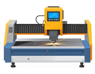 Industrial laser cutting machine in action