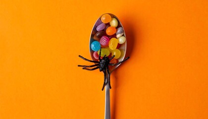 Halloween candy on a spoon