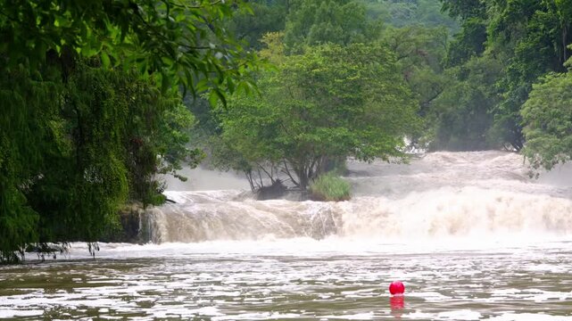 Micos Waterfalls in Huasteca, San Luis Potosi, Mexico. Flowing Water and Lush Jungle (cascada de Micos)