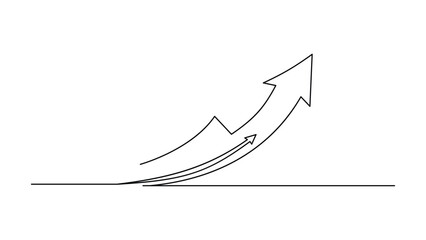Business growth arrow icon continuous line drawing.