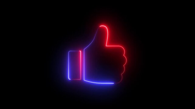 Animated neon line like Button animation. abstract social media like button on black background. - Powered by Adobe