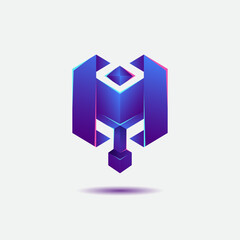 hammer logo concept with H letter and blue color