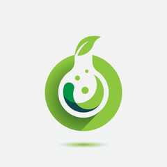 heatlhy lab logo template with green color and leaf