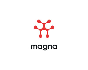 Abstract logo from connected dots or circles. Creative minimalistic chip, science  sign symbol mark logotype