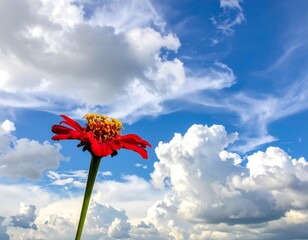 Red flower against a vibrant sky