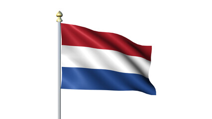 Obraz premium Waving Netherlands national flag on flagpole with transparent background