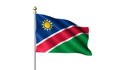 Obraz premium Waving Namibia national flag on flagpole with transparent background