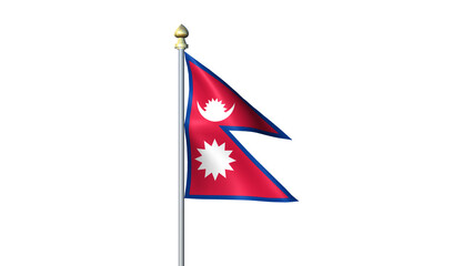 Obraz premium Waving Nepal national flag on flagpole with transparent background