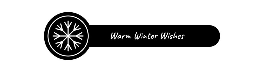 Round label with snow flake line ornament in black and white for winter xmas lid seal. Snowflake element as ornament for box. Illustration with clear line style, suitable holiday packaging.