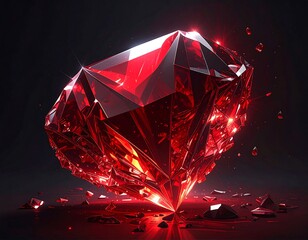 Red gem, shattered facets