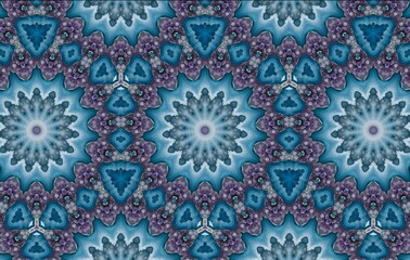 Blue and purple amethyst and turquoise crystals abstract geometric pattern wallpaper background 