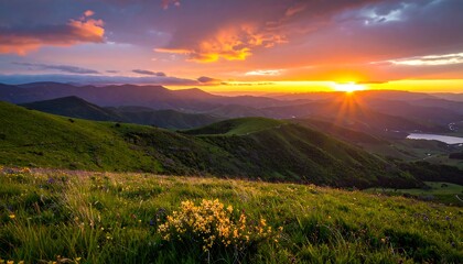 Obraz premium Scenic mountain sunset vista