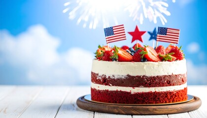 Patriotic layered cake with berries