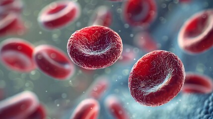 Red blood cells erythrocytes microscopic view human blood stream medical illustration health science