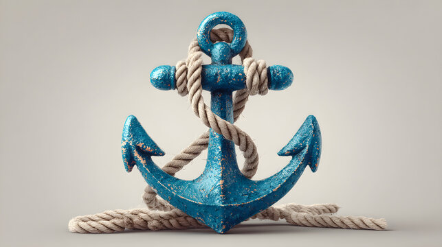 Weathered ship anchor with rope