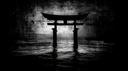Japanese torii gate silhouette