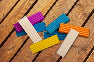 Different colored plasticine Educational games for children.