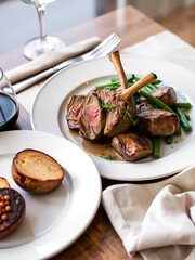 plated lamb meal dinner