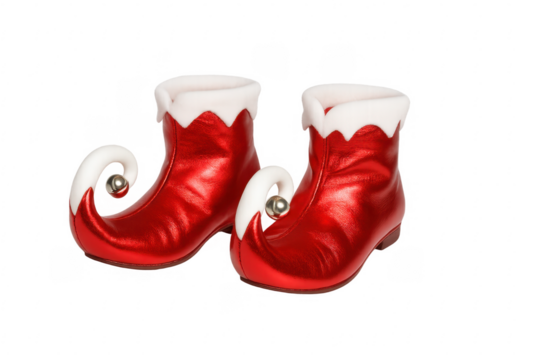 Red elf shoes with jingle bells for christmas