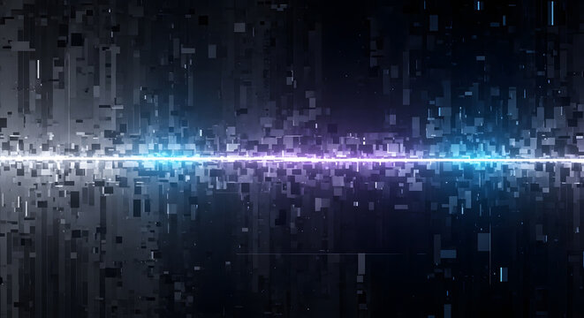 Dynamic digital cityscape with glowing neon light grid connecting abstract geometric structures for futuristic tech concepts - Powered by Adobe