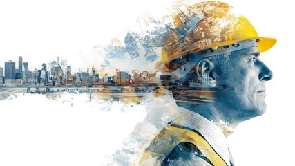 Construction worker cityscape abstract - Powered by Adobe