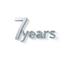 Sign 7 years isolated on white background  3D illustration with clipping path.