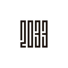 Number 2, 0, 3 and 3 square, rectangles geometric symbol simple logo vector