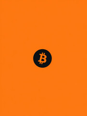 Minimalist Bitcoin logo Wallpaper, Orange and Black Design,