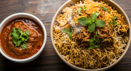 Aromatic Lamb Biryani with Spicy Curry a flavorful Indian dish perfect for lunch or dinner