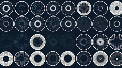 Collection of concentric ripple circles editable stroke vector set. Radial signal, sonar wave, soundwave icon
