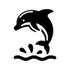 Obraz premium A dolphin gracefully leaping out of water, captured in a minimalist illustration style