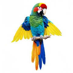 Obraz premium Colorful macaw with open wings isolated on transparent background