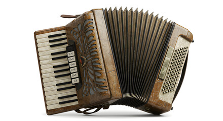 Vintage accordion isolated on white.