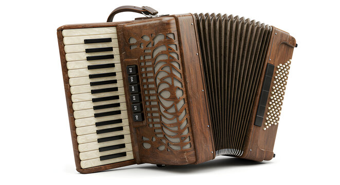 Vintage accordion isolated on white.
