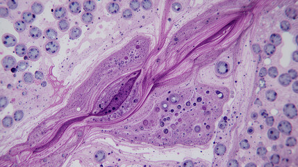 Anatomy and Histological Epididymis and Testis human cells under microscope.