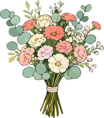 Bright flower bouquet with mixed blooms and greenery