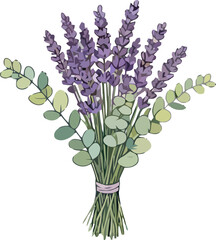 Fresh lavender and green leaves bouquet arrangement