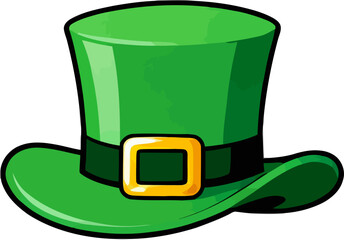 Green top hat with a gold buckle for festive celebrations