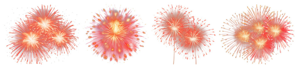Obraz premium PNG Vibrant red fireworks display, element set on transparent background