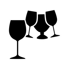 Vector art of silhouette illustration of wine glasses, perfect for bar menus, party invitations, or elegant design projects