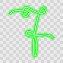 Number Seven Neon Glowing Effect One continuous line Minimalistic Design New Year Date or Bar Design