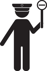 Pictogram of an authority figure holding a stop sign