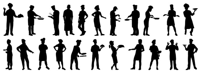 Chef cooking set. Profession silhouettes. Vector illustration