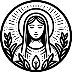 Mother Mary Icon Vector