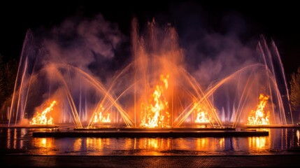 Fire water fountain night show
